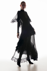 BLACK RUFFLED MAXI DRESS