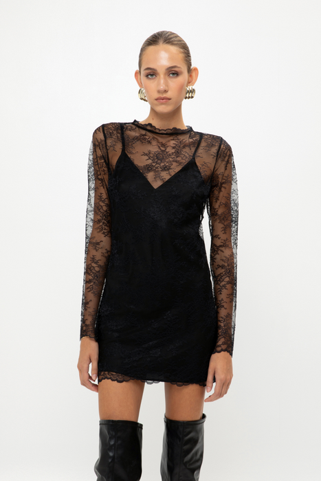 BLACK LACE MINI DRESS