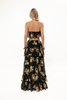 BLACK FLORAL RUFFLED SKIRT