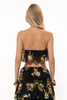 BLACK FLORAL RUFFLED TOP