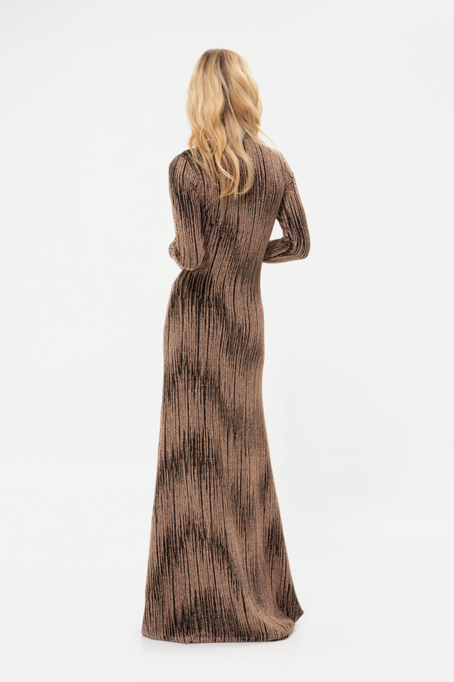 COPPER BROWN IGH-NECK GOWN