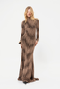 COPPER BROWN IGH-NECK GOWN