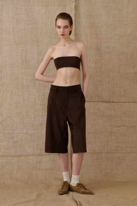 BROWN SUEDE BERMUDA SHORTS