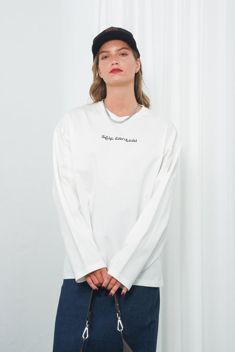 SELF CONTROL LONG SLEEVE T-SHIRT |WHITE - PRE-ORDER ITEM