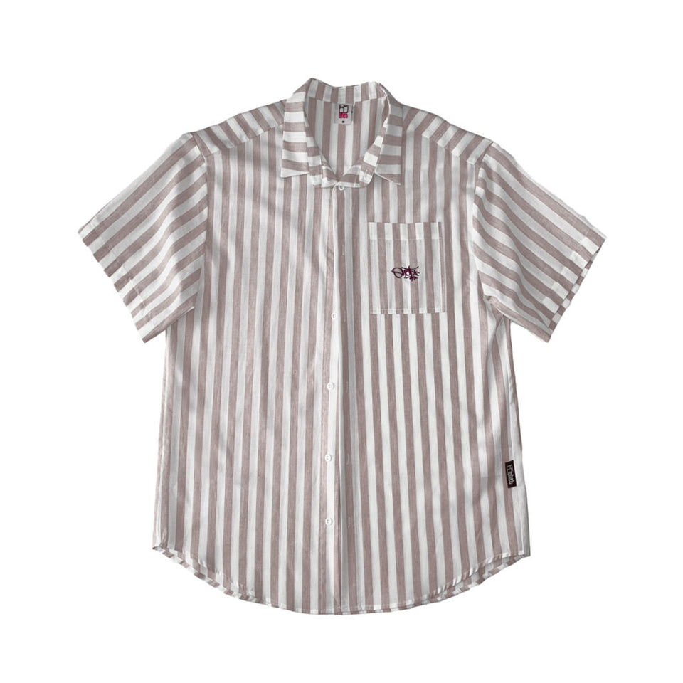 Stripped Brown Ohet Tag Shirt