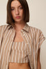 BEIGE STRIPED SLIT SHIRT