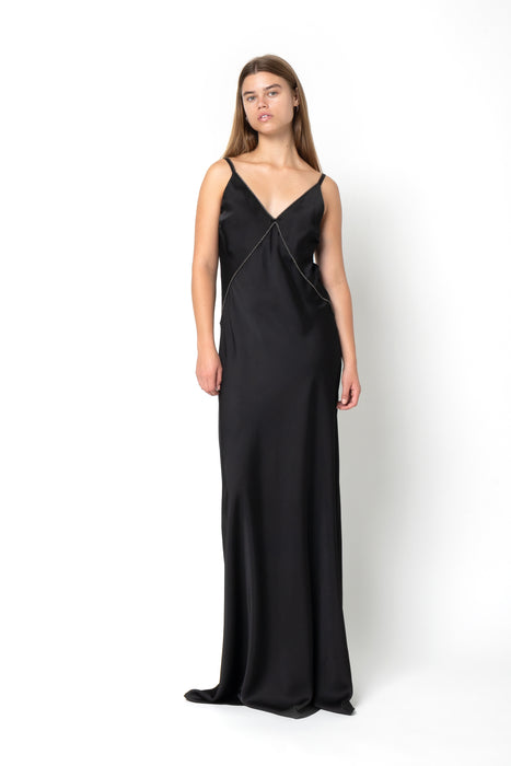 BEADED SLIP DRESS BLACK