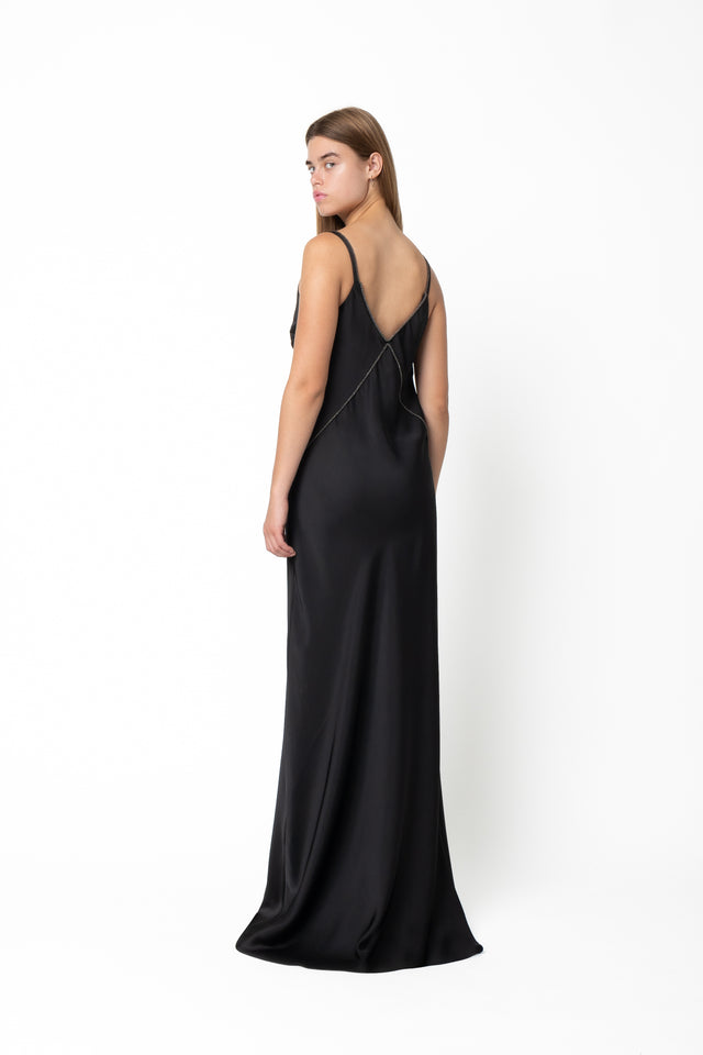 BEADED SLIP DRESS BLACK