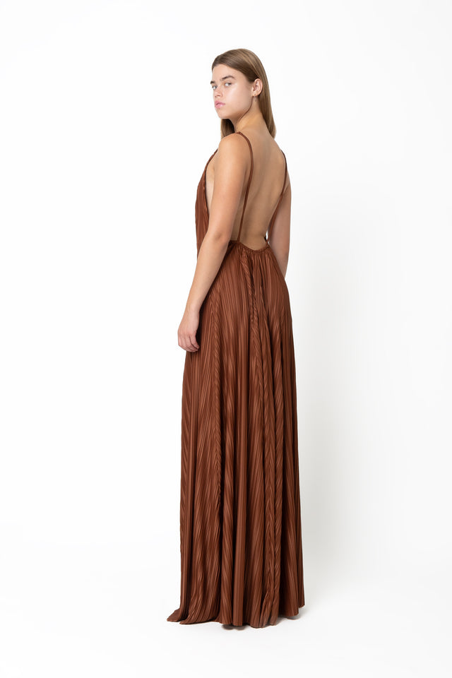 PLEATED DRESS BRONZE