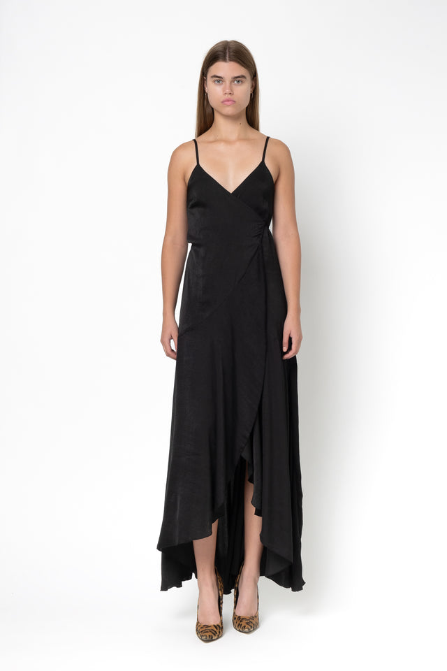 WRAP LONG DRESS BLACK