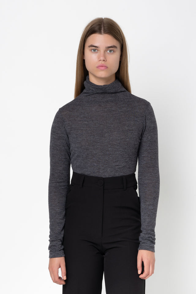 HIGH NECK KNIT TOP GREY