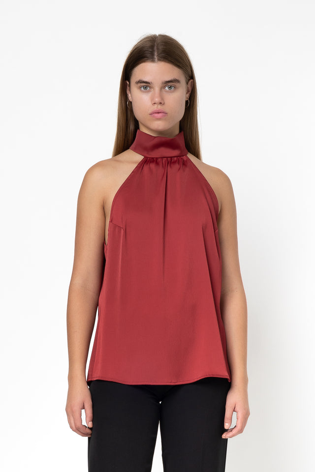 HALTER NECK TOP BORDEAUX