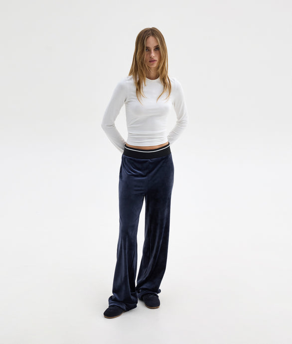 POLY VELVET PANTS BLUE