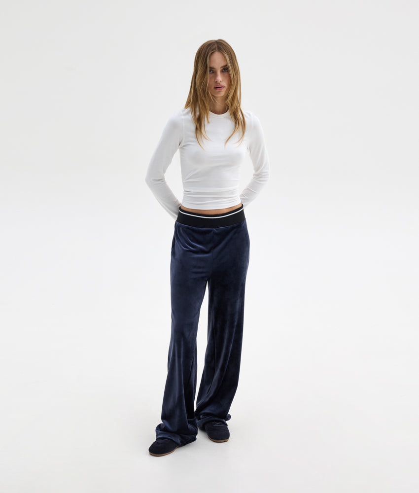 POLY VELVET PANTS BLUE