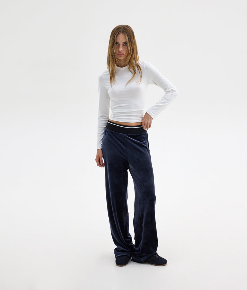 POLY VELVET PANTS BLUE