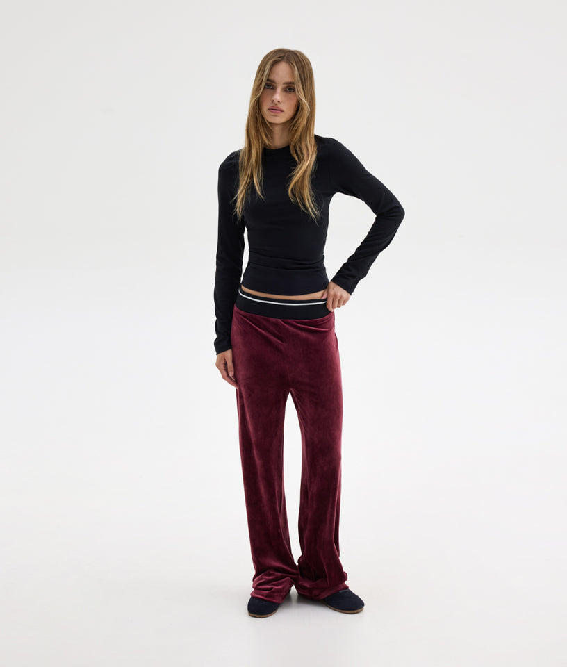 POLY VELVET PANTS AUBERGINE