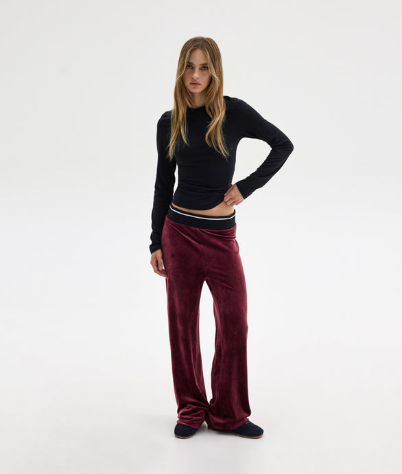 POLY VELVET PANTS AUBERGINE