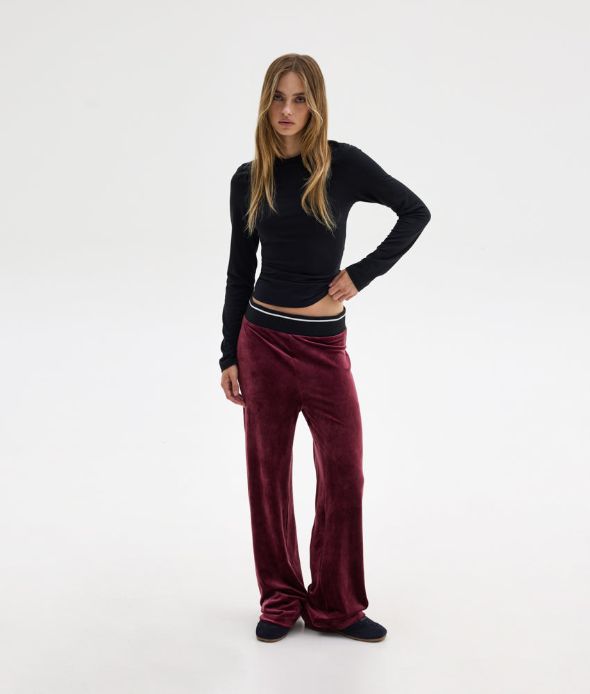 POLY VELVET PANTS AUBERGINE