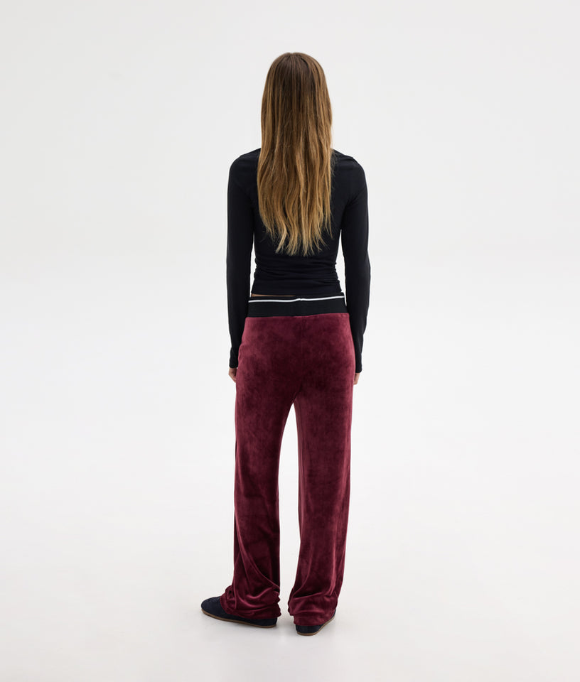 POLY VELVET PANTS AUBERGINE