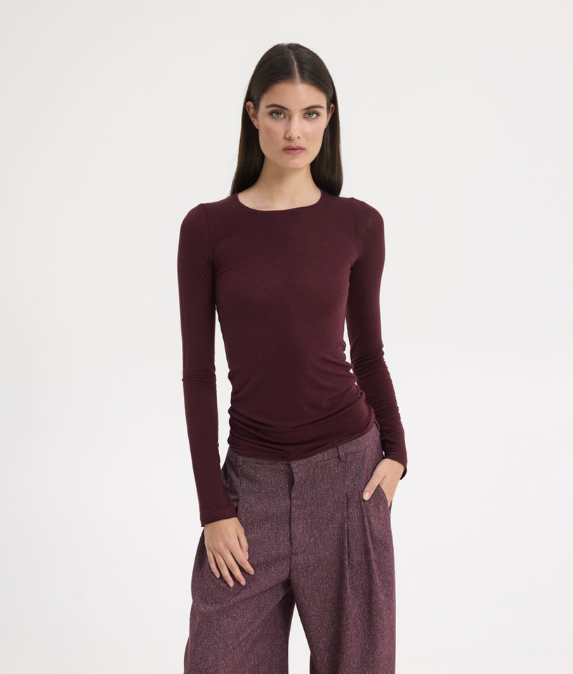 SARAH LONGSLEEVE TOP BORDEAUX