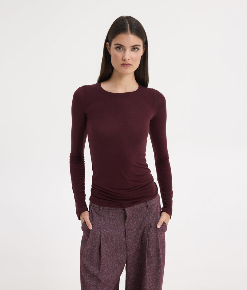SARAH LONGSLEEVE TOP BORDEAUX