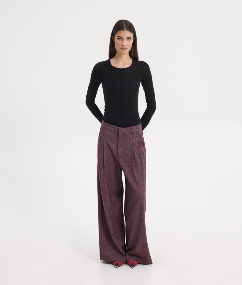 NAYA PANTS MELANGE AUBERGINE
