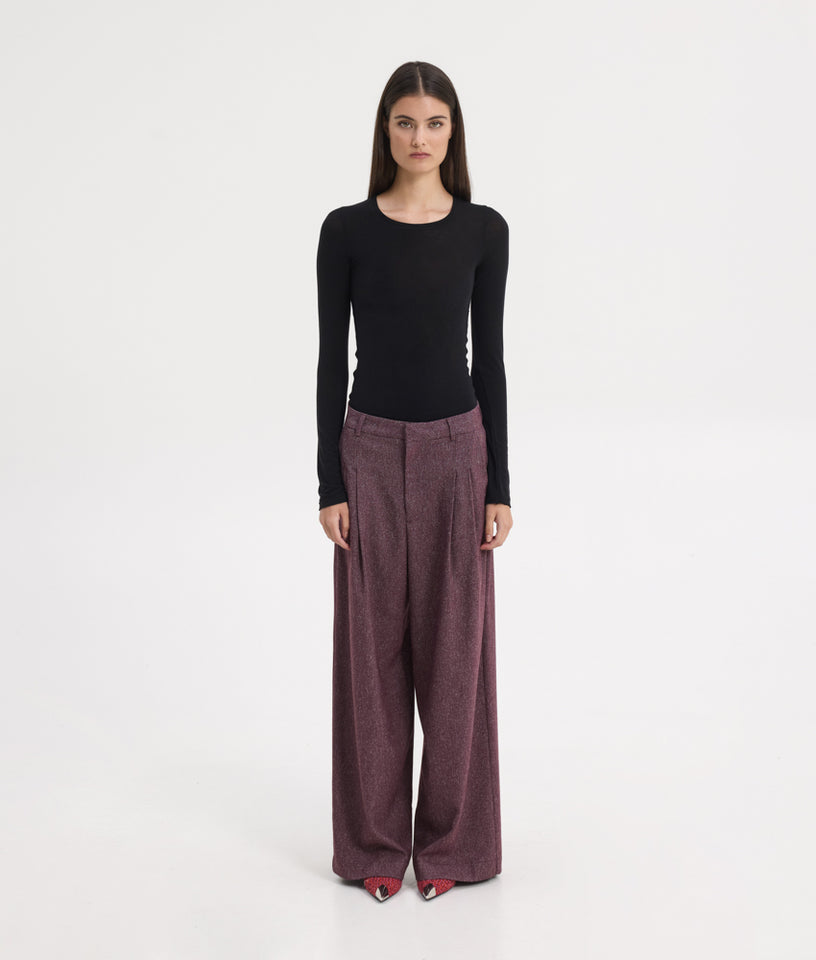 NAYA PANTS MELANGE AUBERGINE