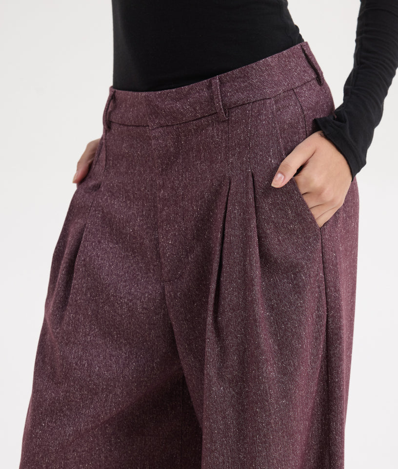 NAYA PANTS MELANGE AUBERGINE