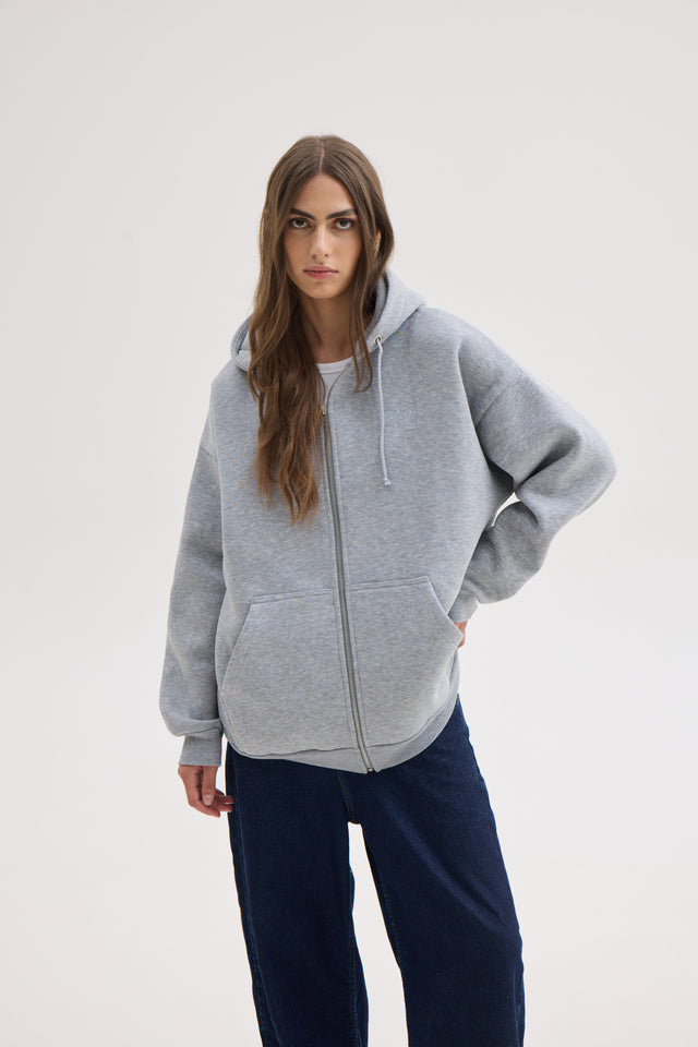LIZI ZIP HOODIE GREY