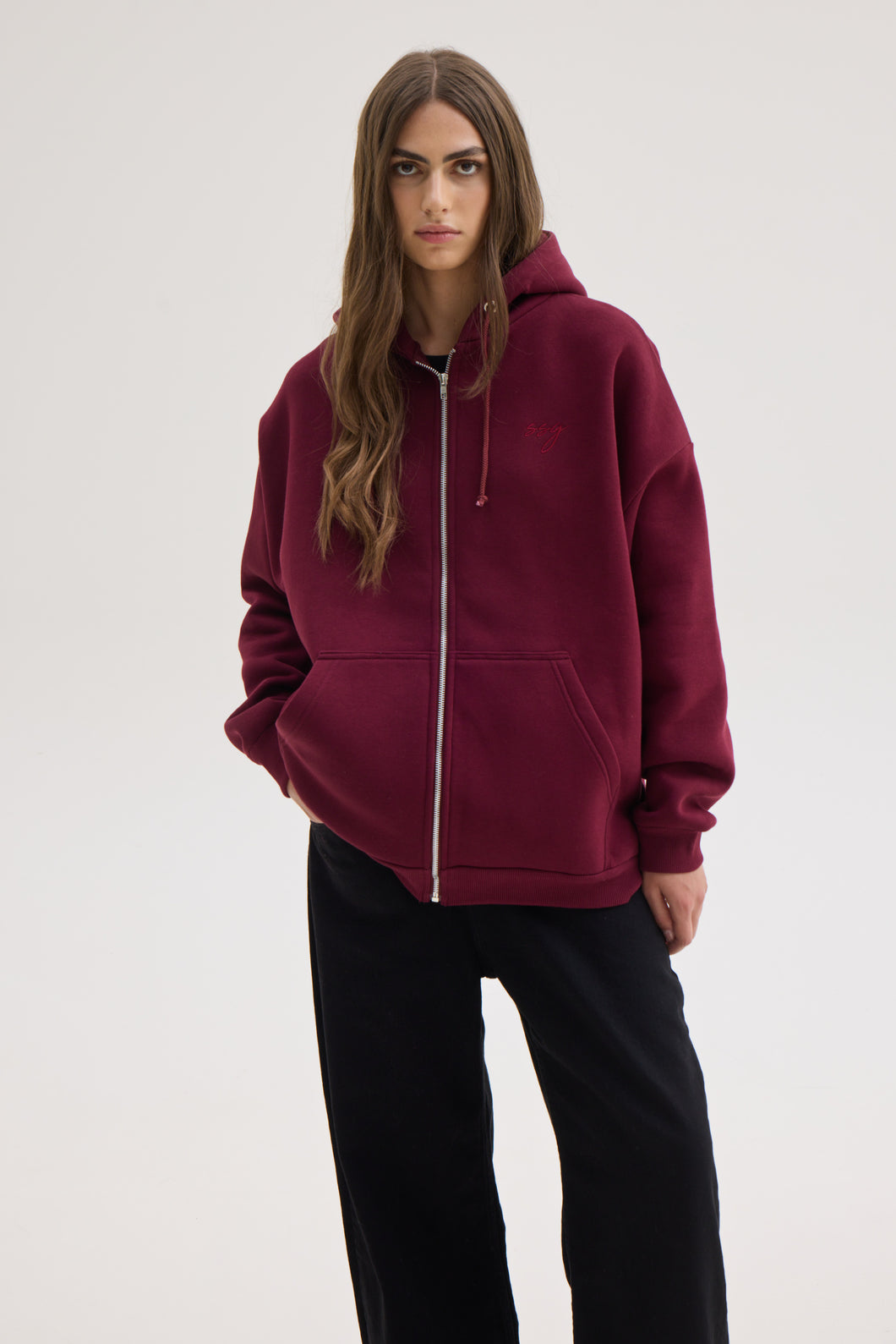 LIZI ZIP HOODIE AUBERGINE