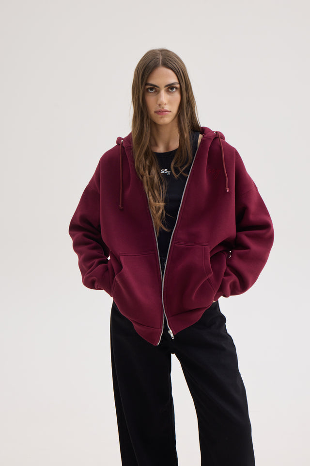 LIZI ZIP HOODIE AUBERGINE