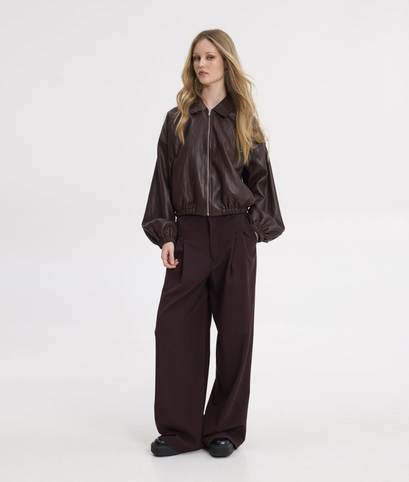 CHARLIE BOMBER JACKET DARK BROWN