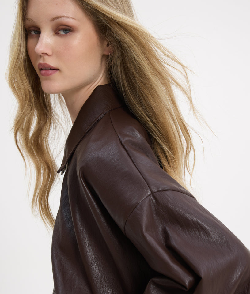 CHARLIE BOMBER JACKET DARK BROWN