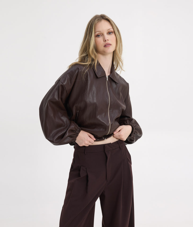 CHARLIE BOMBER JACKET DARK BROWN