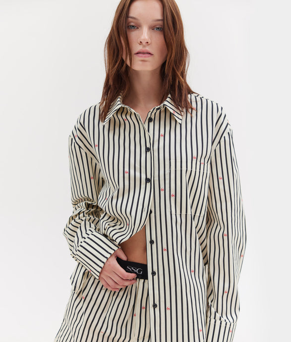 AGNES SHIRT BLACK & BUTTER STRIPES