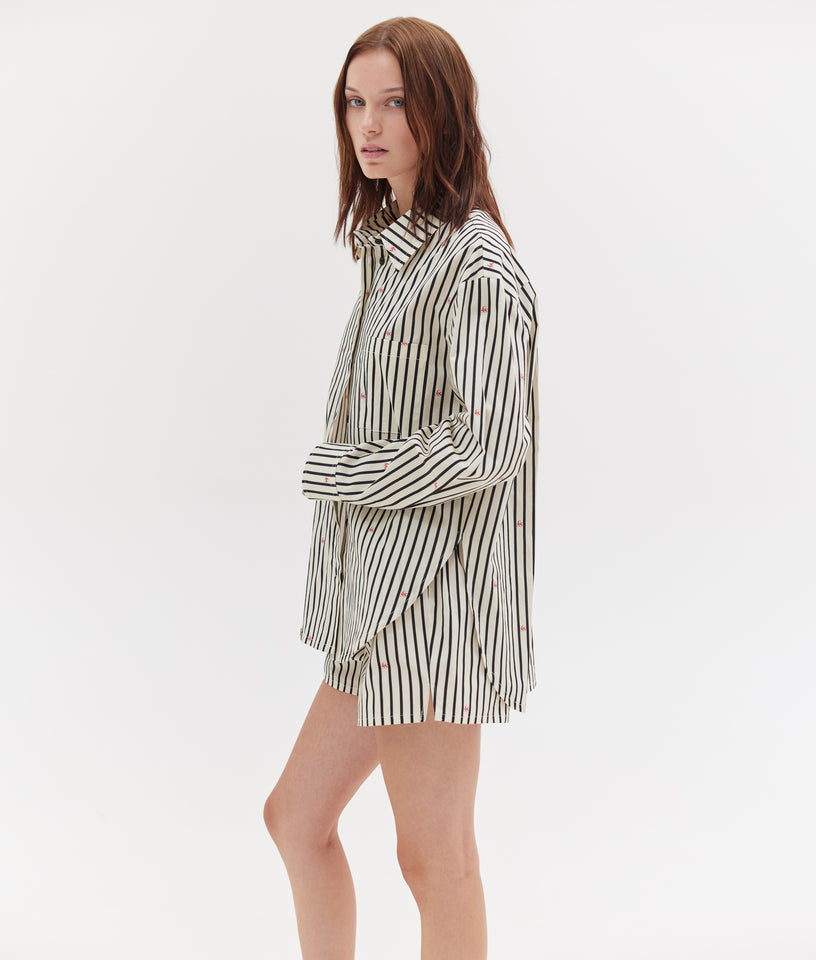 AGNES SHIRT BLACK & BUTTER STRIPES