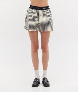 AGNES BOXER BLACK & BUTTER STRIPES