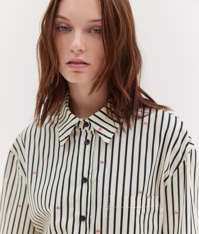 AGNES SHIRT BLACK & BUTTER STRIPES