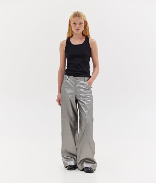 INAYA LEATHER PANTS SILVER