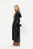 BLACK FAUX LEATHER TRENCH COAT