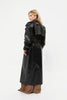 BLACK FAUX LEATHER TRENCH COAT