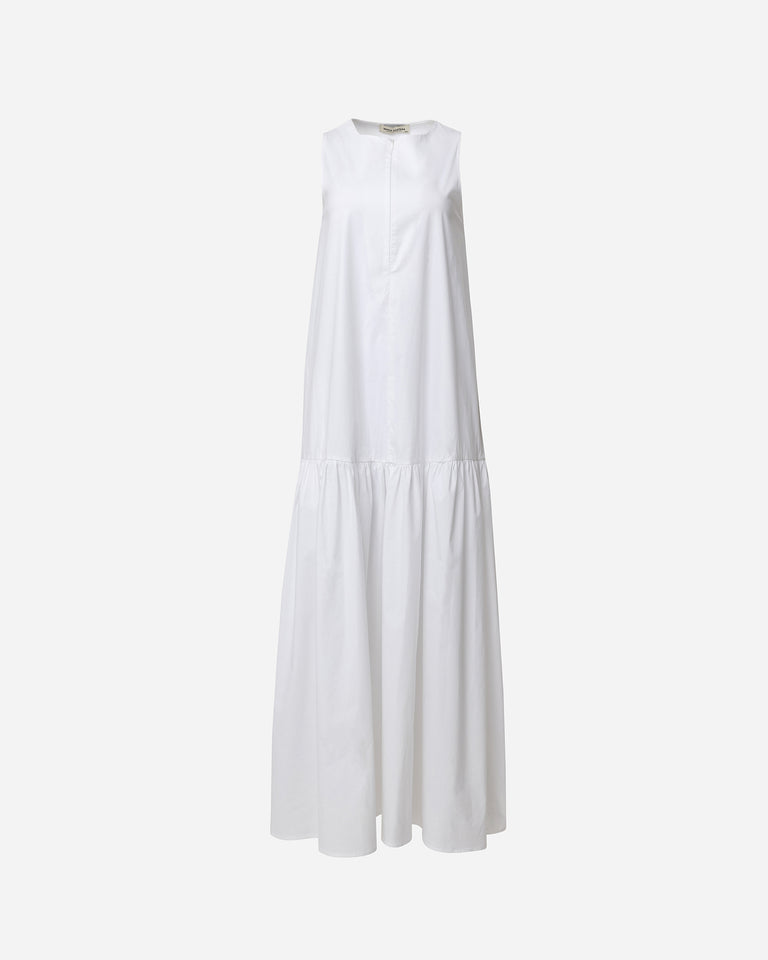 WHITE COTTON MIDI DRESS