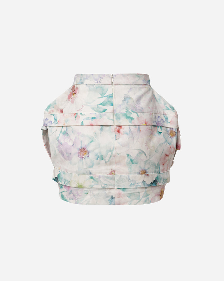 PASTEL FLORAL DENIM MINI SKIRT