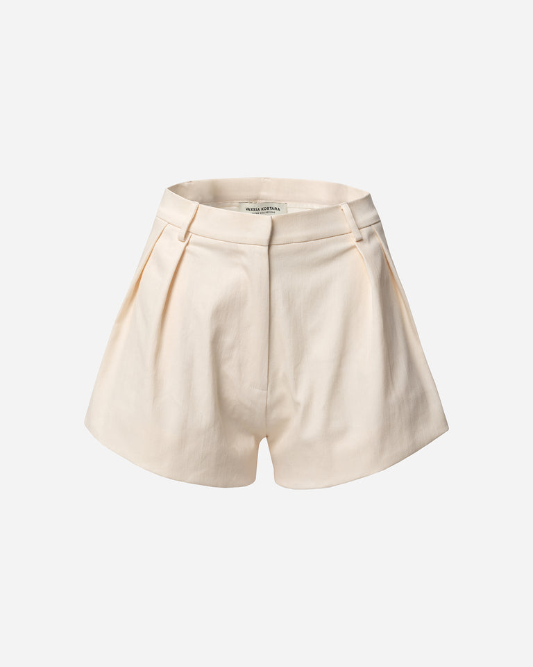 CREAM TAILORED SHORTS