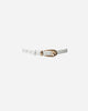 WHITE LEATHER BELT WITH GOLD BUCKLE