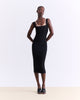 BLACK FITTED MIDI DRESS