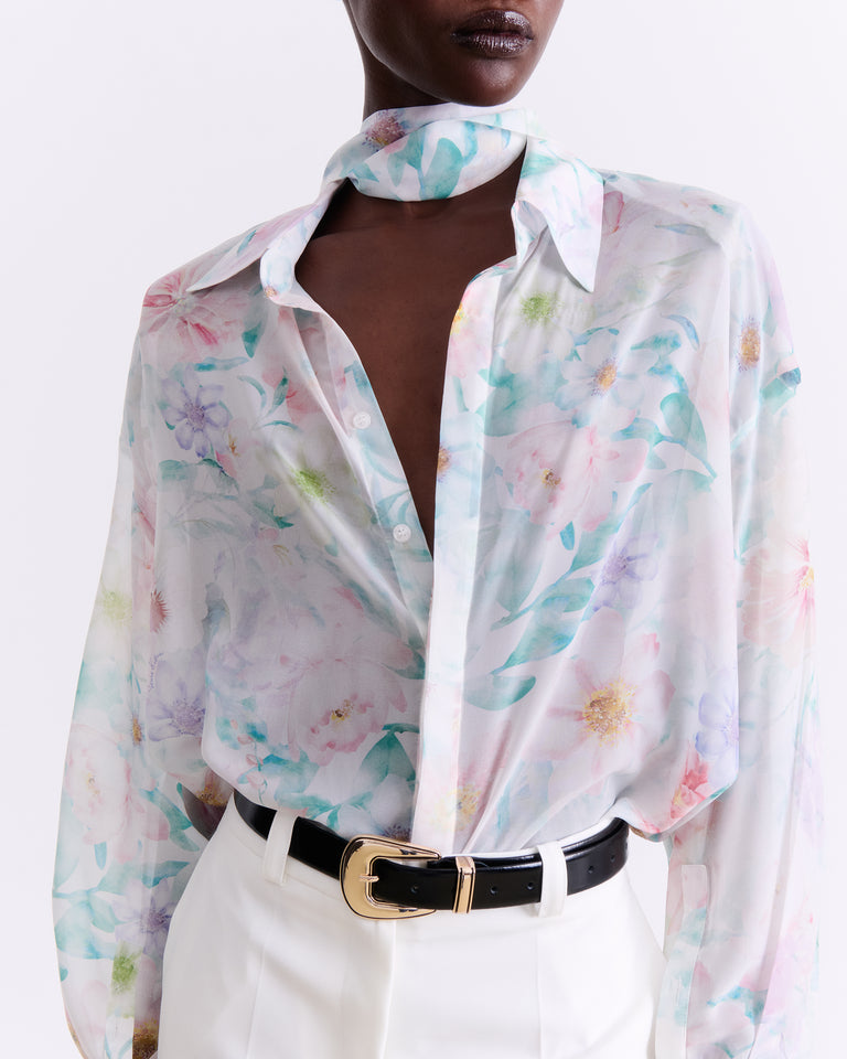 PASTEL FLORAL PRINT OS SHIRT