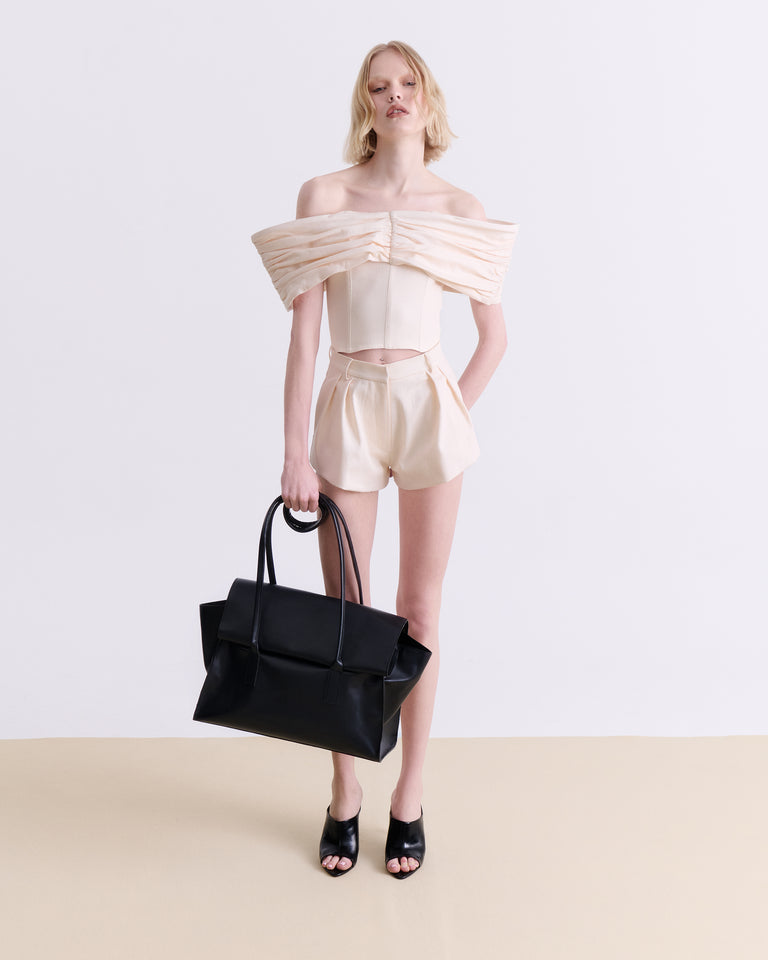 BLACK FOLDOVER BAG