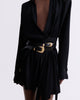 BLACK LEATHER BELT WITH GOLD BUCKLE