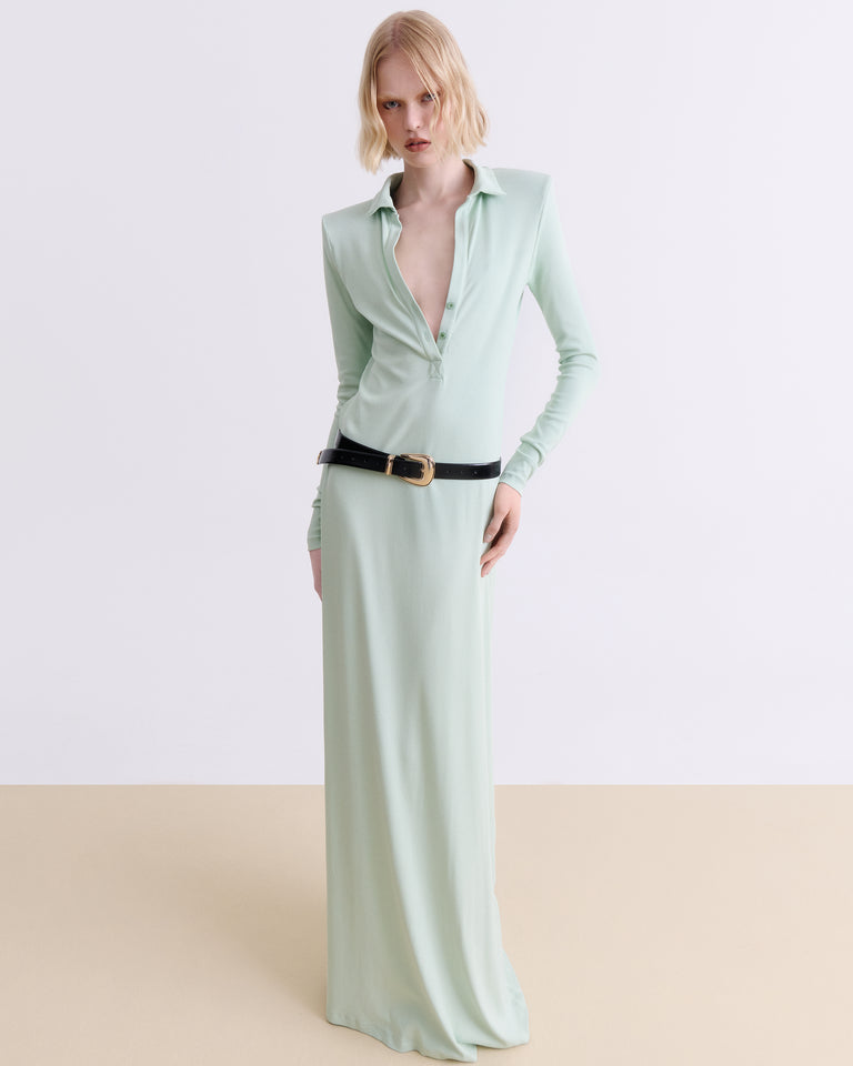 V-NECK RIB MAXI DRESS